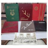 Box of Ithaca yearbooks and photo