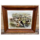 Framed Pebat-Ponson print - pastoral scene w/