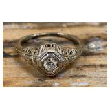 Tested 14k diamond(?) filigree ring