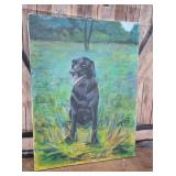 Black dog oil painting on canvas - Ithaca area