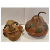 Weird Paper mache mask & pumpkin gourd