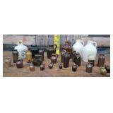 Collection of tiny stoneware miniature jugs-