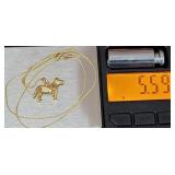 14k dog pendant W/14k chain