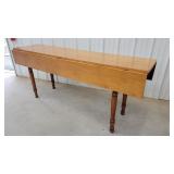 72" unusual skinny drop leaf farm table W/Tiger