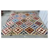 Fantastic old tied farmhouse quilt approx 88"x82"