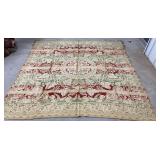 Jacquard loom coverlet approx 74"x74" - a little