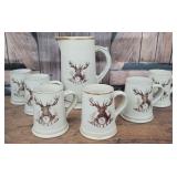 BPOE Elks lodge stoneware tankard w/6 cups