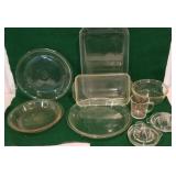 Pyrex pie plates,  casserole plate, juicers, fire