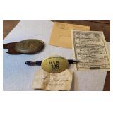 Early US belt buckle, Naval pin, and letter