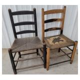 2 early ladder back chairs