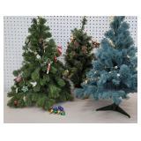3 retro small Christmas trees - (2 are rubber)