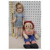 Composition doll & raggedy Ann