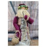 Folk art Santa Claus made with real rabbit fur