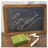 Slate chalkboard with chalk