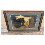 Framed Mosler print - Dog mourning best friend