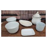6pcs old white ironstone
