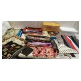Beautiful Silk scarves, ties, 3 small plastic