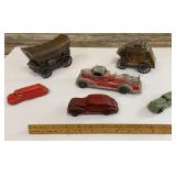 Box of toy cars & banks