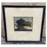 Artist signed engraving - train station approx