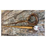 Pair of canes - Limoges porcelain knob & twisted