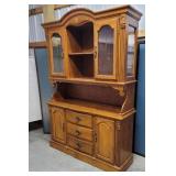 2pc oak China cabinet hutch 56"16"79"