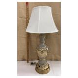 Glass lamp w/ gold painted motif