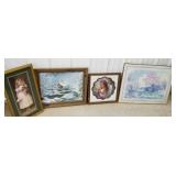 4 pictures of winter, fall, 2 girls