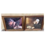 Pair of religious prints - Man & woman praying