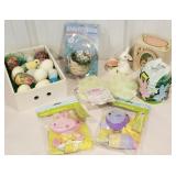 Easter lot, jello mold, wind socks, basket with