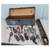 Wood toolbox with contents