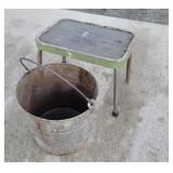 Galvanized bucket, step stool