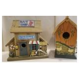 2 wooden bird houses