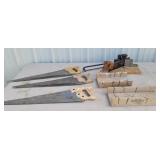 Hand saws, mitre boxes