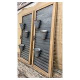 Pair of galvanized shutter planters approx 3