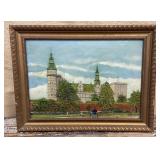 Artist signed painting on board - architectural