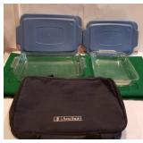2 anchor casseroles with lids and bag