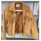 Scully genuine leather fringed coat sz M -