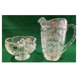 2 lead crystal, pitcher, bowl