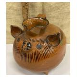 Terracotta pig water pitcher made in Mexico - rim