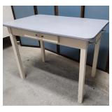 1 drawer enamel top table, glass towel bar