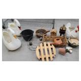 Large box planters, Chia sheep, etc...