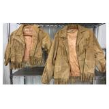 Pair of fringed leather jackets from Mexico -
