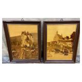 Pair of German Marquetry inlays 11"x14" each
