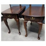 Pair queen Anne cherry drop leaf end stand