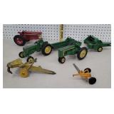 Box of Old farm toys - John deere, farmall,