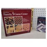 Family 5 game center and set of dominoes