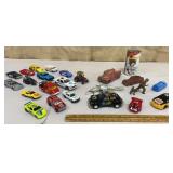 Box of mixed toy cars & toys
