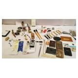 Box of misc, watches, keys, advertising notepads,