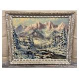 Large framed print on board - winter scene w/
