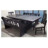 5pc farmhouse table set w/1 leaf 76"42"31" opens